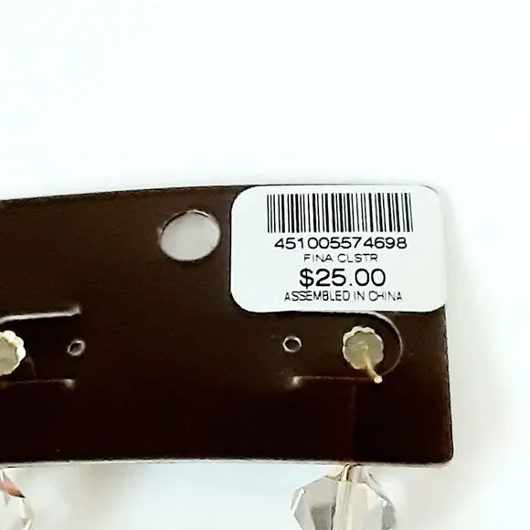 Chico's Fina Cluster Smokey Crystal Bead Dangle Earrings Elegant Cha Cha NWT NEW - Picture 5 of 6